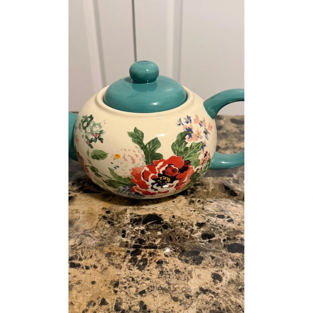 Pioneer Woman Flea Market Country Garden Stoneware Teapot Floral With Lid
